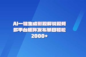 AI一键生成原创影视解说视频，带音频，字幕的视频，可以多平台发布，轻…