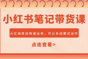 小红书笔记带货课，大红海类目快速出单，市场大，可以多店模式运作(更新)